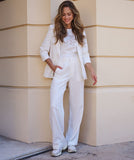 Ivory Blazer with Biscuit Stripe
