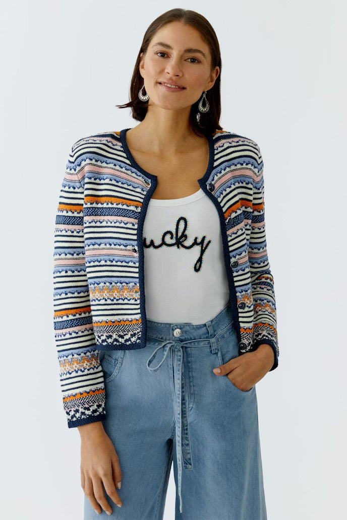 Cardigan in Multicolour structure jacquard