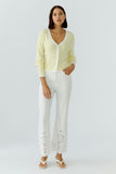 Cropped summer jeans with elaborate embroidery at the hemline