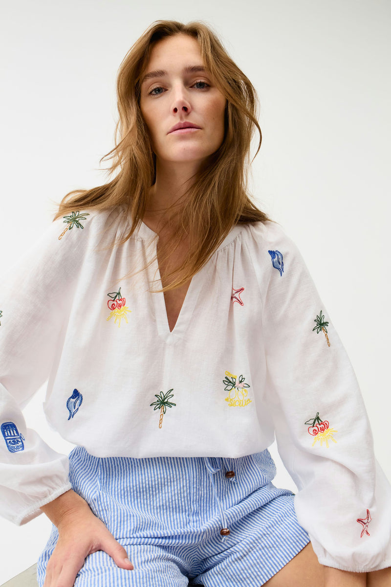 Summery Cotton Top with Embroidered Details