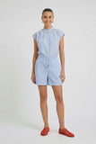 Blue and white striped shorts