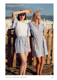 Blue shorts with lace overlay