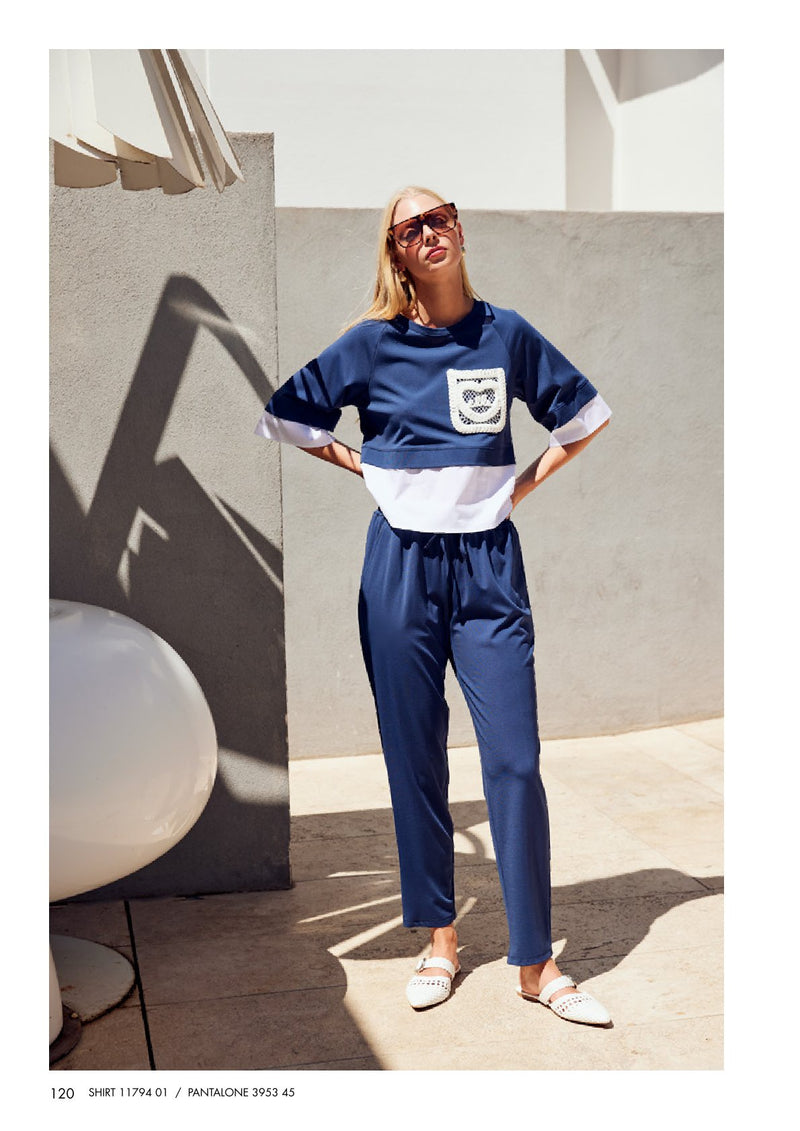 Blue and White T shirt