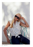 White and beige cropped shirt