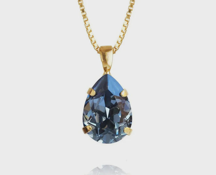 Mini drop necklace in denim blue and gold