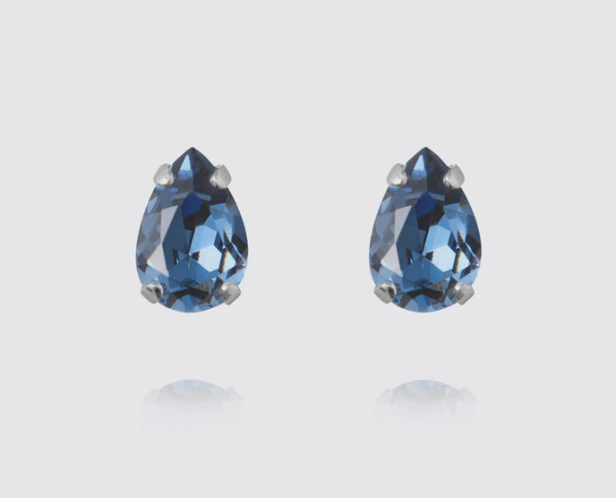 Petite drop rhodium in denim blue