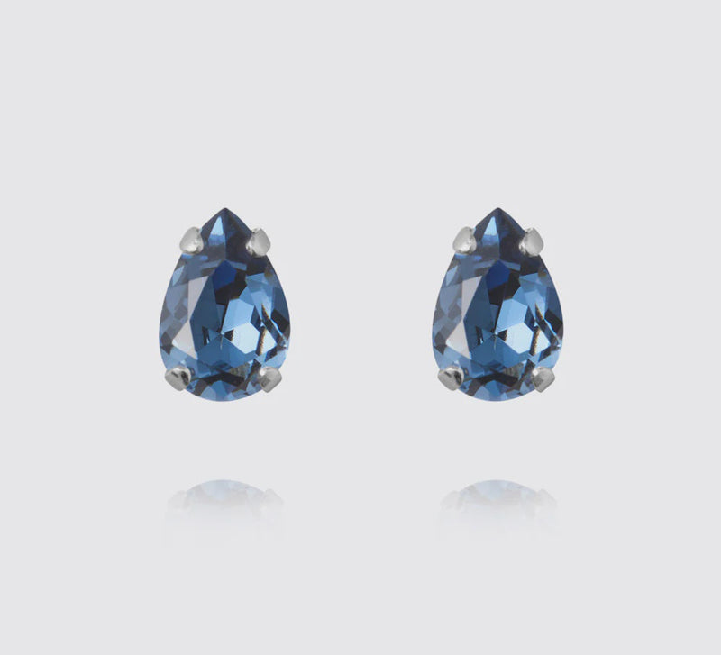 Petite drop rhodium in denim blue