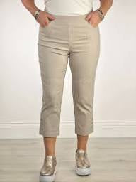 Pull on crop length trousers in latte