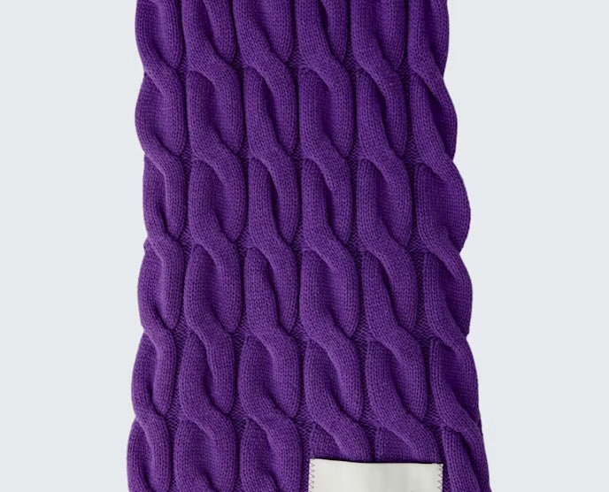 Extra long cable knit scarf in purple