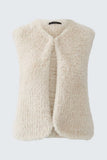Cosy knitted vest in ecru fur look