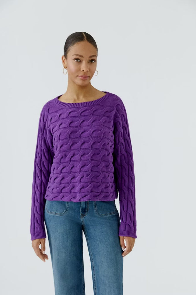 Cable pullover in purple