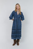 Lightweight denim dress with tone on tone striped detailing
