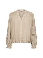 V neck shirt with balloon embellished sleeves