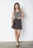 Pleated mini skirt in dark brown
