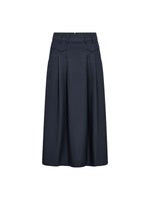 Long navy skirt with pleats and pockets