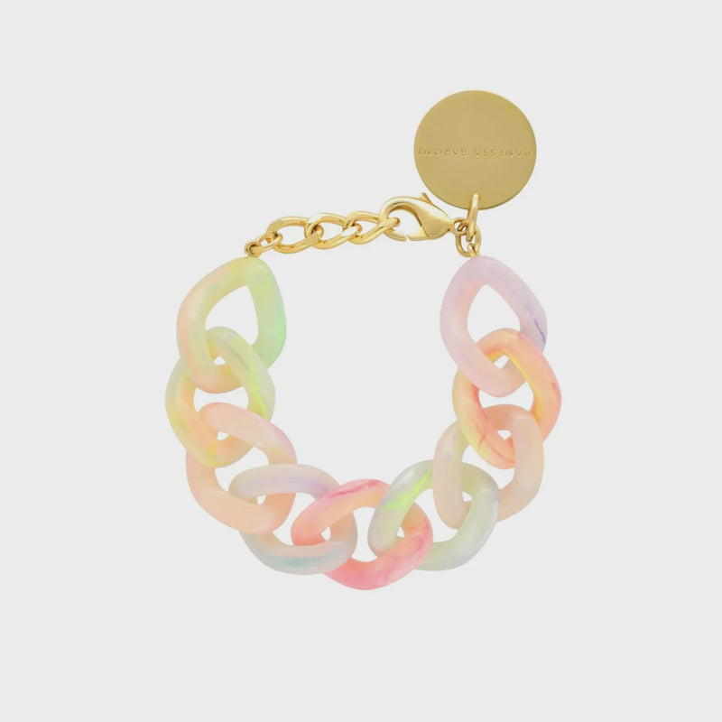 Flat chain bracelet neon rainbow