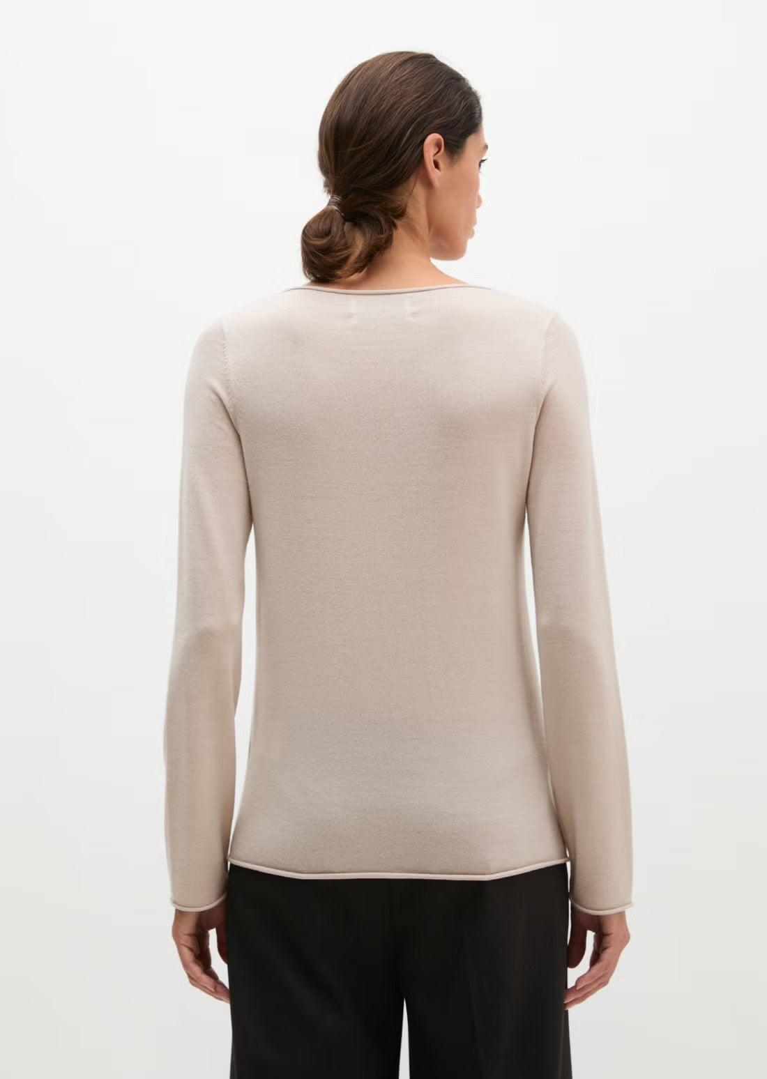 Knitted sweater slim merino wool in natural colour