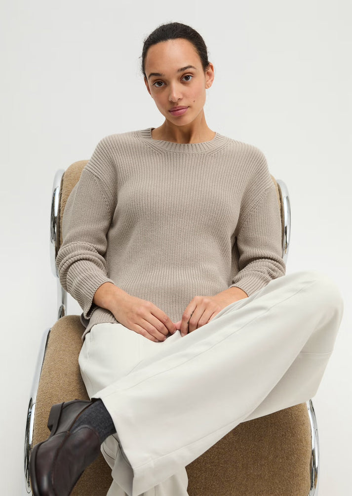 Loose cotton sweater in mushroom grey