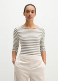 Striped long sleeve top in taupe and stone