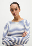 Striped long sleeve top in blue and white