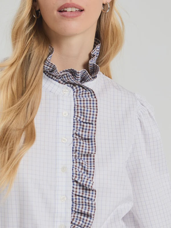 Two tone check shirt with contrasting collar