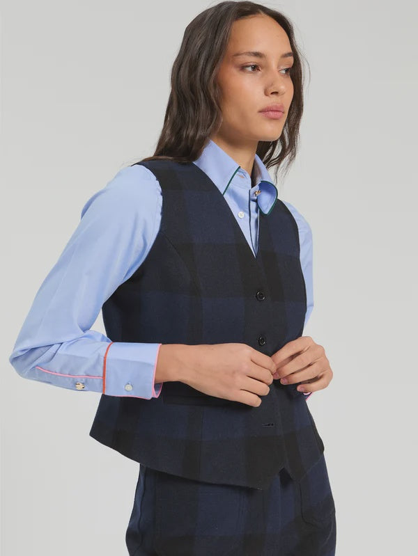 Checked waistcoat in navy tones