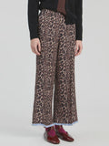 Straight leg trousers in animal print and blue/white detail