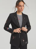 Black single breasted jacket with decorative embroidery