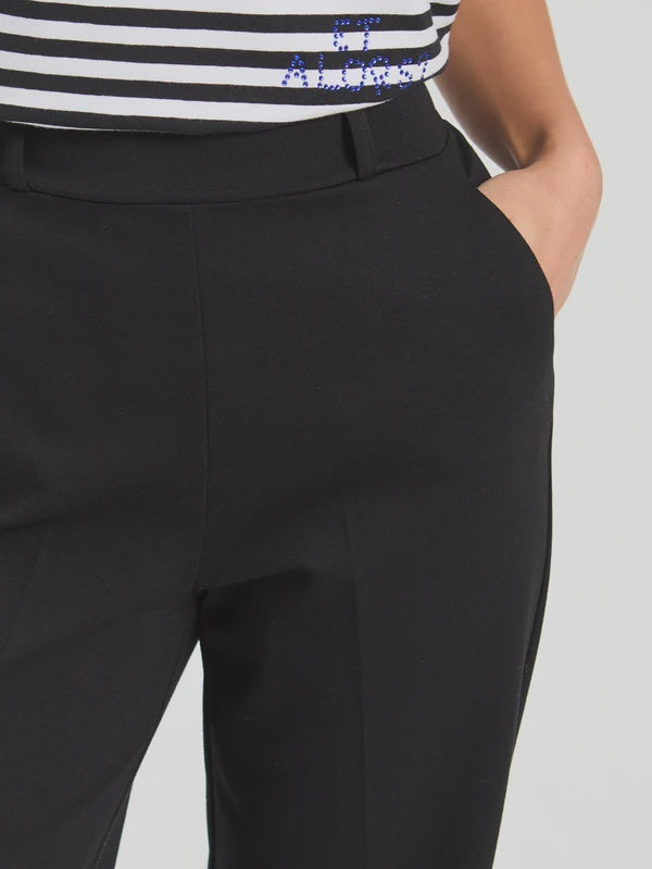 Black straight leg knit trousers