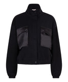 Black Modal Jacket with Satin Pockets