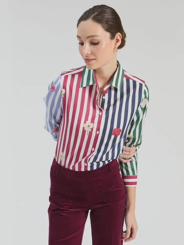Stripped shirt with flowers
