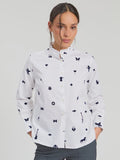 White shirt with small flocked velvet motifs