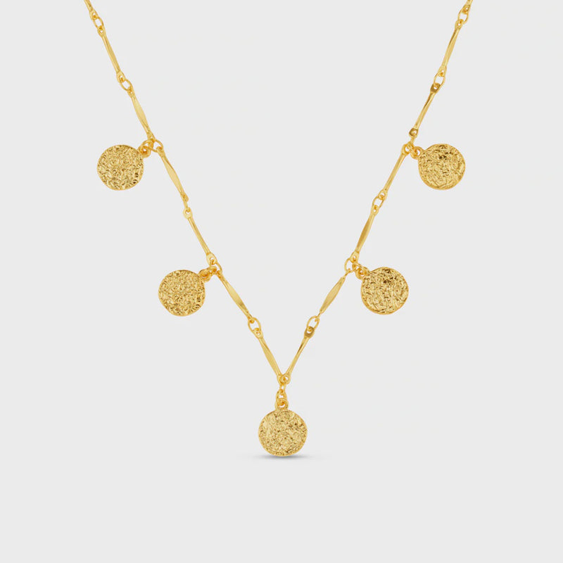 Mini molten coin charm necklace