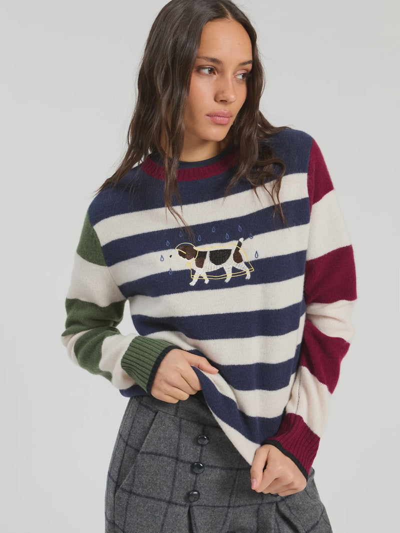 Wool,Sweater with Embroidered Dog