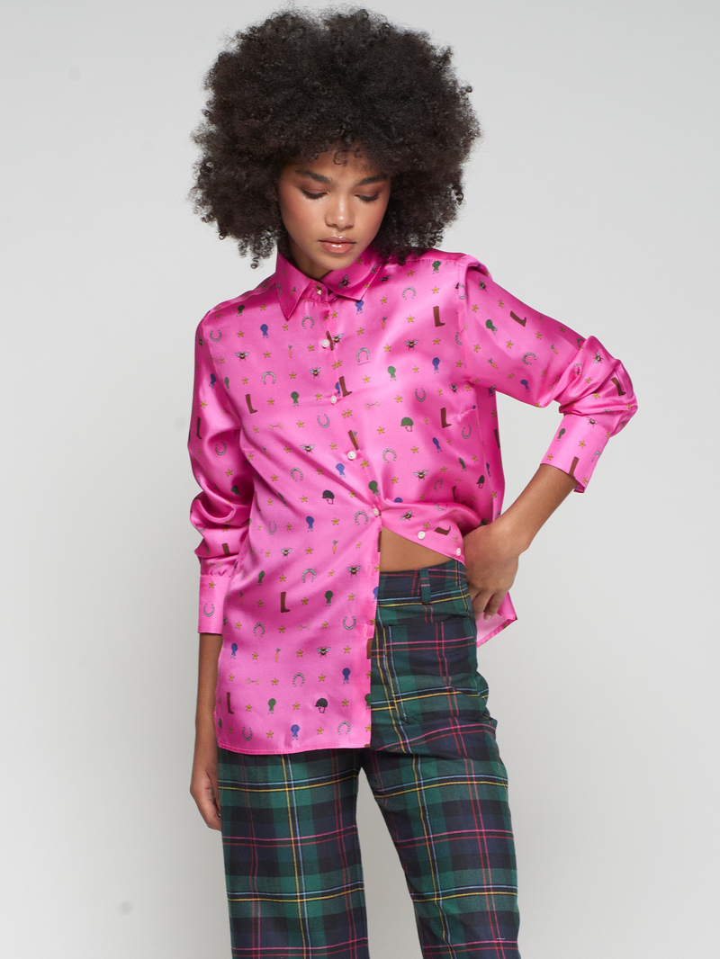 Pink Silk Equestrian Blouse