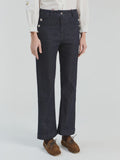 Straight leg denim with button detail on side pockets