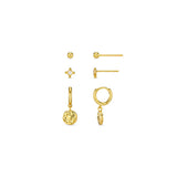 Micro coin hoop and stud stacking set