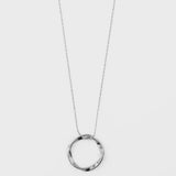 Open Silver circle mid length necklace