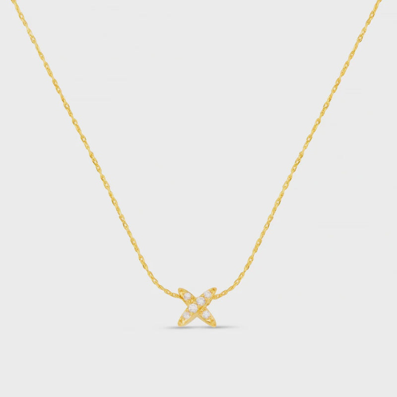 Fine pave cross collar necklace