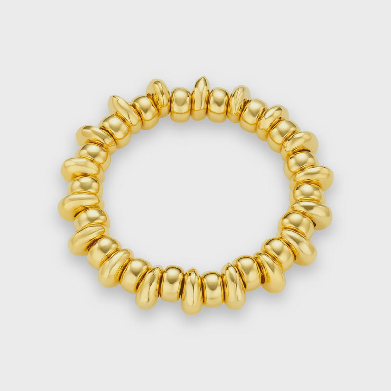 Polished metal nugget stretch bracelet
