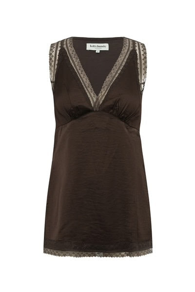 Cain sleeveless top in chocolate brown