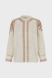 Feminine Lucia shirt in cream and camel