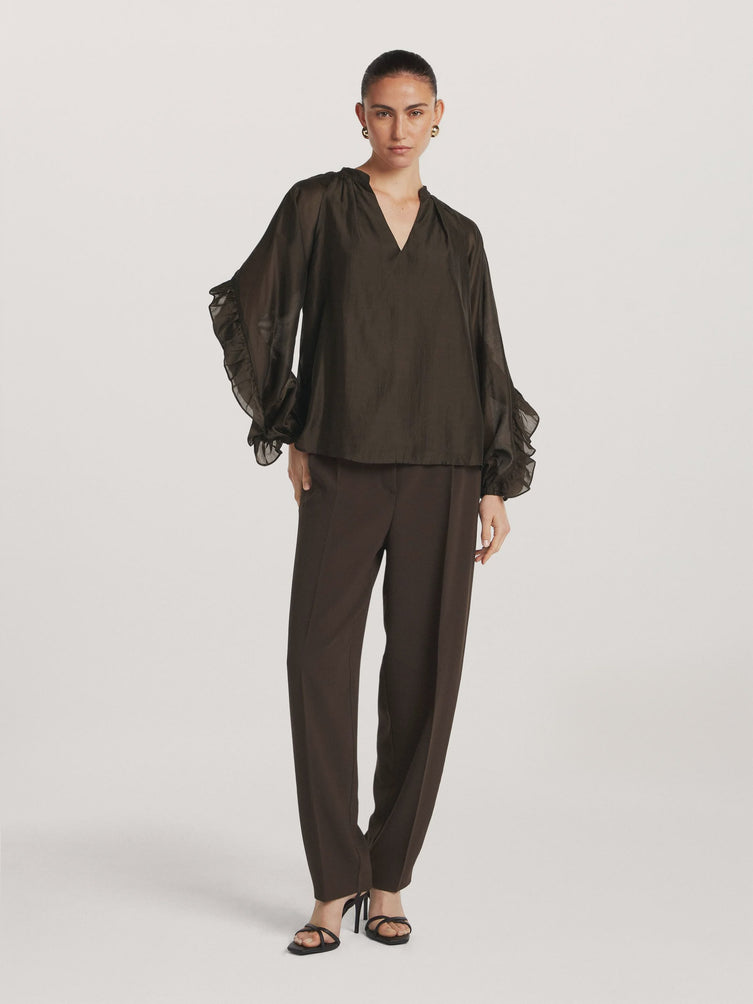 Dark chocolate organza blouse