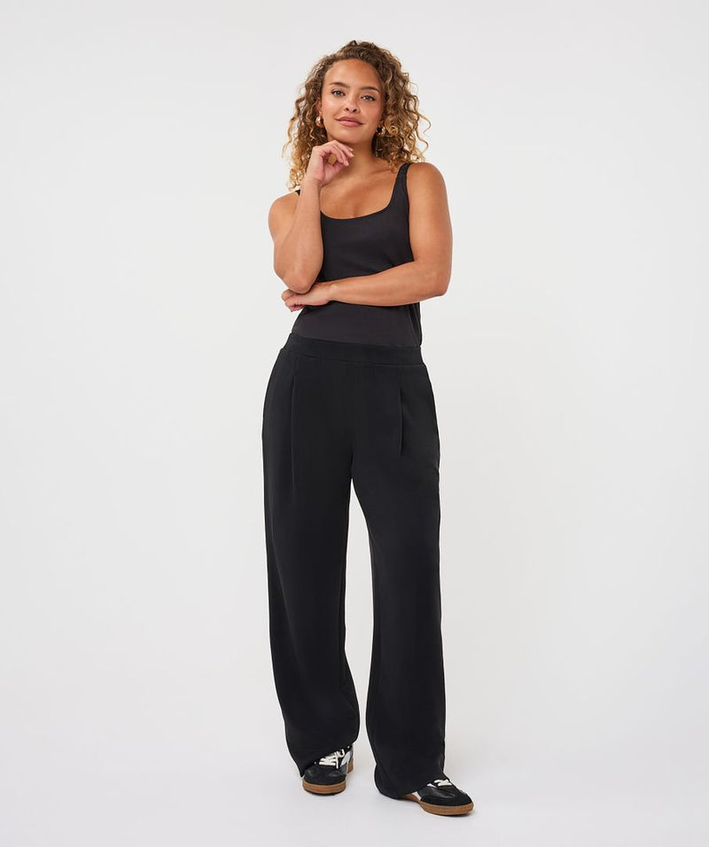 Wide Fit Black Trouser with Dart Detail