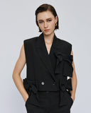 Black waistcoat with bows detail