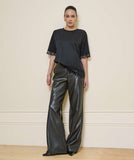 Wide Leg Leather Look Trouser in Dark Grey