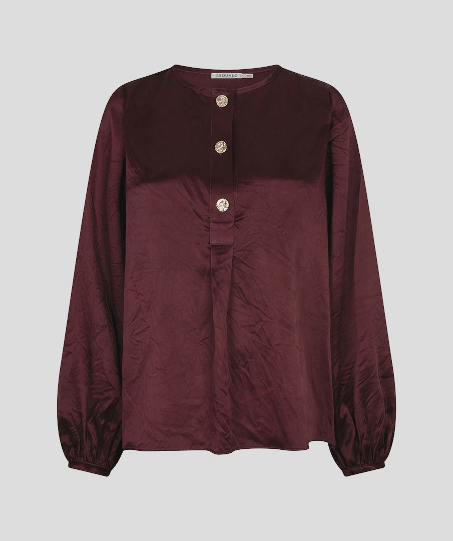 Balloon Sleeve Blouse in Burgundy