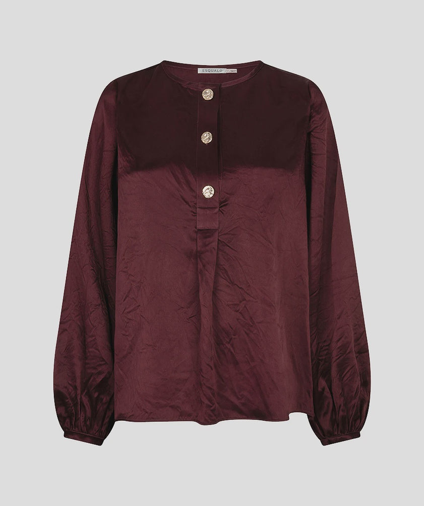 Balloon Sleeve Blouse in Burgundy