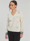 Ecru Sweater with Embroidery
