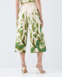 Wide leg pants with leaf print